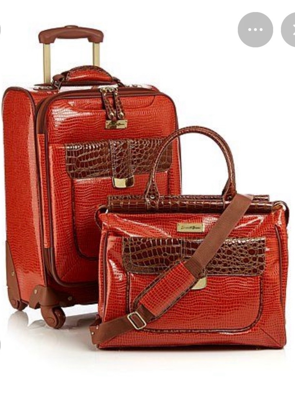Samantha Brown burgundy Croc-Embossed Travel Rolling Luggage Set - Men
